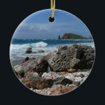 St. Thomas Rocky Beach Julgransprydnad Keramik<br><div class="desc">En av våra turer i Saint Thomas, USVI, tog oss till den här klippstranden. Kontrasten mellan blå himmel och oceanen vågar och rosa- och orange-tonerna i sten gjorde detta till ett oemotståndligt bild att ta. Kolla in vår butik om du vill ha fler foton från ön kusten. Det här bild...</div>