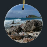 St. Thomas Rocky Beach Julgransprydnad Keramik<br><div class="desc">En av våra turer i Saint Thomas, USVI, tog oss till den här klippstranden. Kontrasten mellan blå himmel och oceanen vågar och rosa- och orange-tonerna i sten gjorde detta till ett oemotståndligt bild att ta. Kolla in vår butik om du vill ha fler foton från ön kusten. Det här bild...</div>