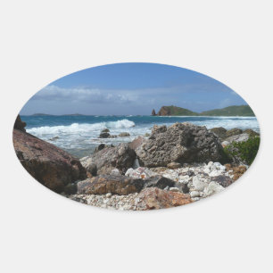 St. Thomas Rocky Beach Ovalt Klistermärke