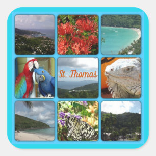 St Thomas - scenisk fotoCollage Fyrkantigt Klistermärke