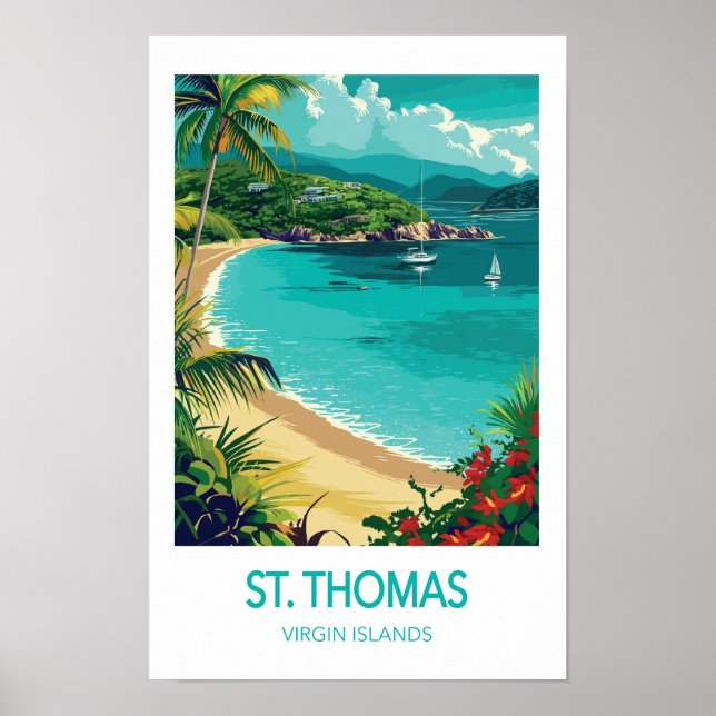St. Thomas Travel Poster, US Virgin Islands Poster (Framsidan)