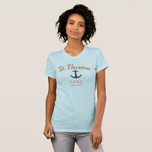 St. Thomas U.S. Virgin Islands Anchor Shirt T (Hel framsida)