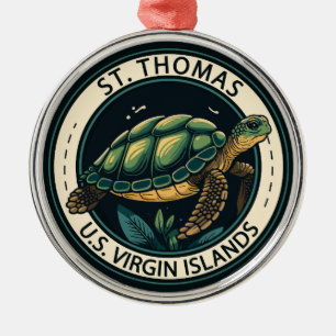 St Thomas U.S. Virgin Islands Turtle Badge Julgransprydnad Metall