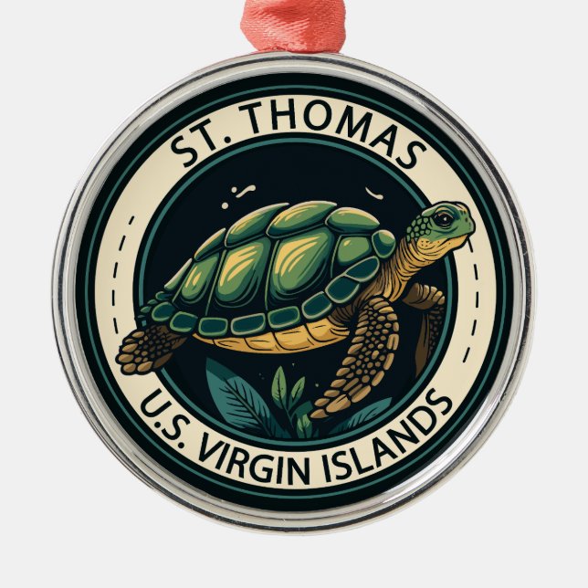St Thomas U.S. Virgin Islands Turtle Badge Julgransprydnad Metall (Framsidan)