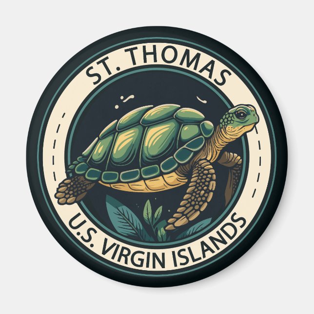 St Thomas U.S. Virgin Islands Turtle Badge Magnet (Framsidan)