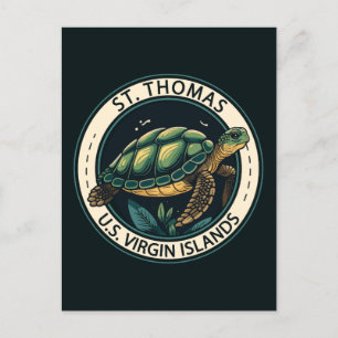 St Thomas U.S. Virgin Islands Turtle Badge Vykort