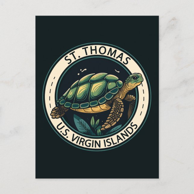 St Thomas U.S. Virgin Islands Turtle Badge Vykort (Framsida)