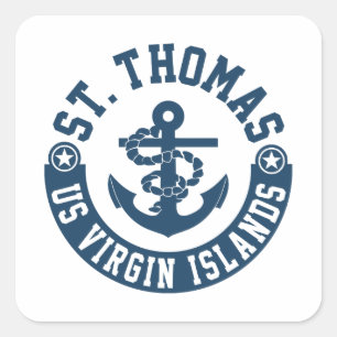 St. Thomas US. Jungfruöarna Fyrkantigt Klistermärke