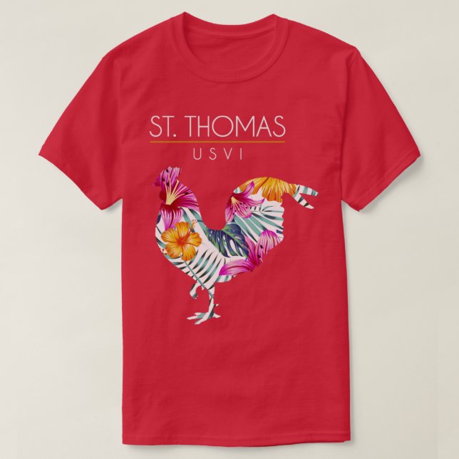 St Thomas USVI Flower Hibiscus Chicken Älskare Sou T Shirt (Design framsida)