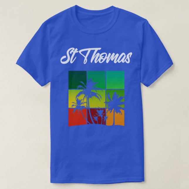 St Thomas Vacation Souvenir med Handflatan Träd T Shirt (Design framsida)