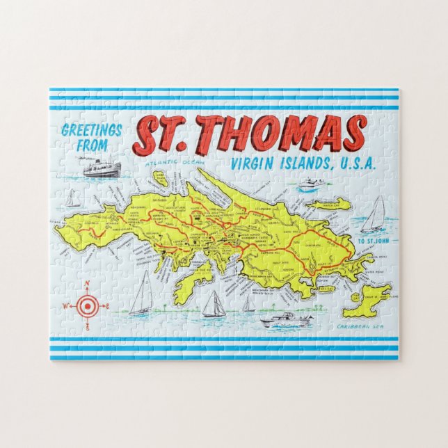 St. Thomas Virgin Islands Detailed Karta Pussel (Horisontell)