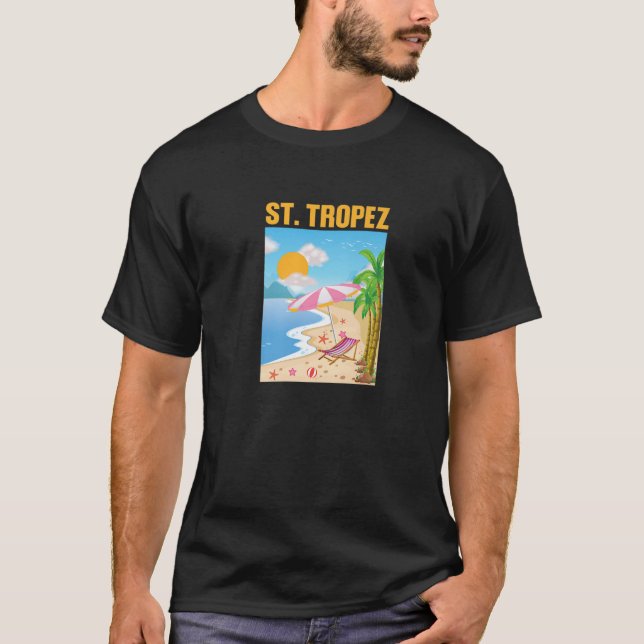 St. Tropez Cote D'azur Cannes Paris Frankrike Fran T Shirt (Framsida)
