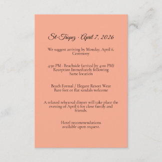 St. Tropez Destination Wedding Enclosure Card Tilläggskort