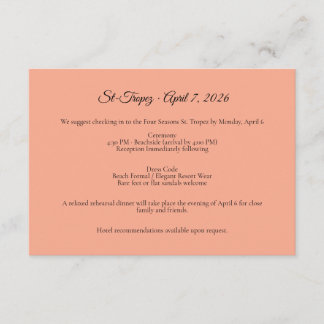 St. Tropez Destination Wedding Tilläggskort