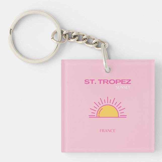 St Tropez, Frankrike, Sunset, Travel Art, Rosa (Framsidan)