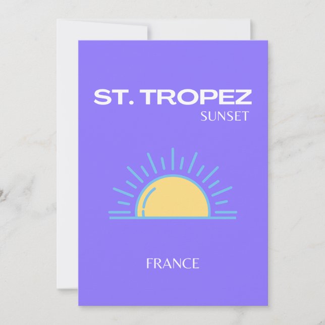 St Tropez, Sunset, Lila Tack Kort (Framsida)