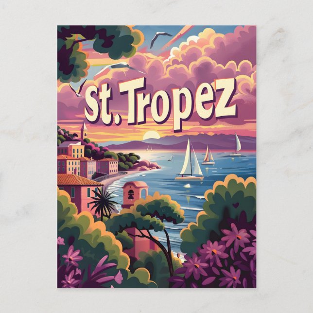 St.Tropez Sunset Vykort (Framsida)