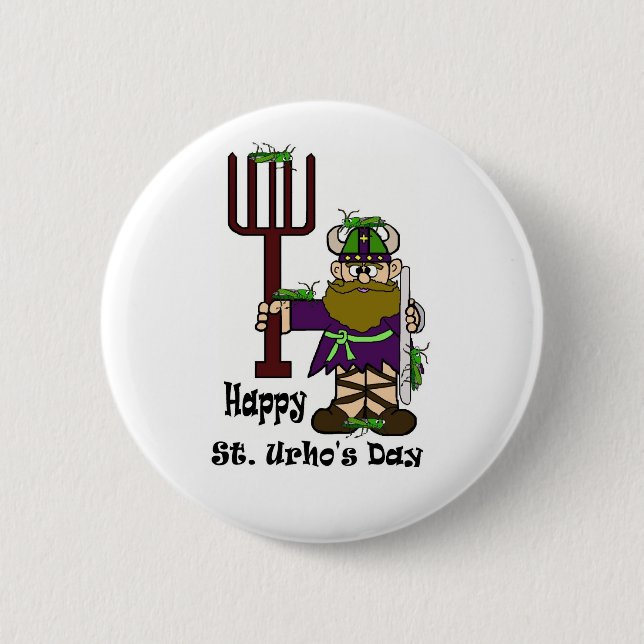 St. Urho med raddagräshoppor knäppas Knapp (Framsida)