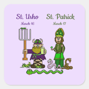 St. Urho och St. Patrick Stickers Fyrkantigt Klistermärke