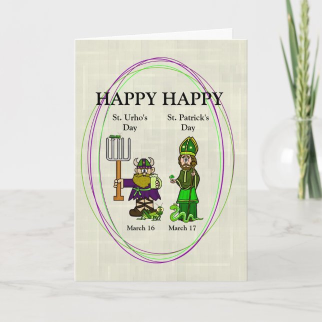 St. Urho och St. Patrick Together Card Kort (Framsida)