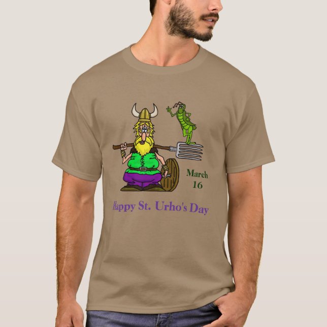 St. Urho T-shirt med fredsgräshoppa (Framsida)