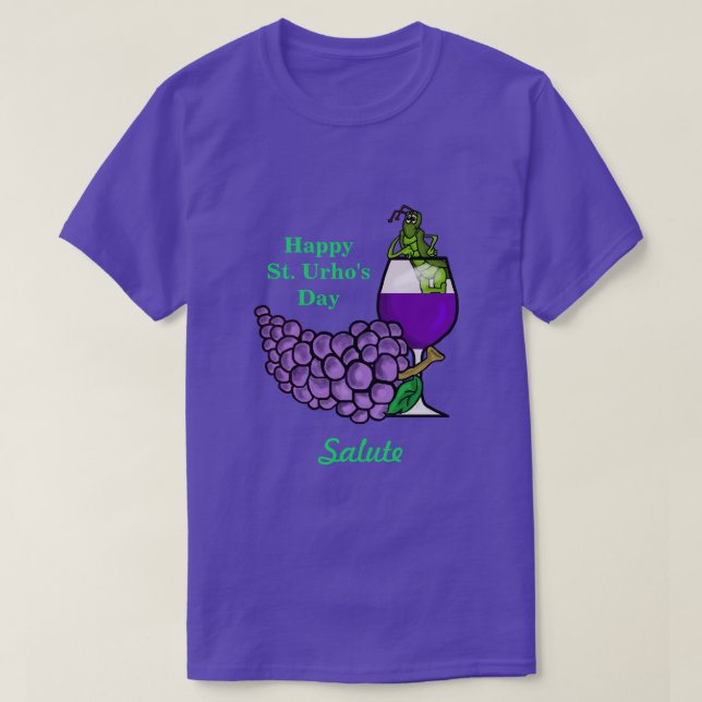 St. Urhos dag Grashopper med Vin & Beer Shirt T Shirt (Design framsida)
