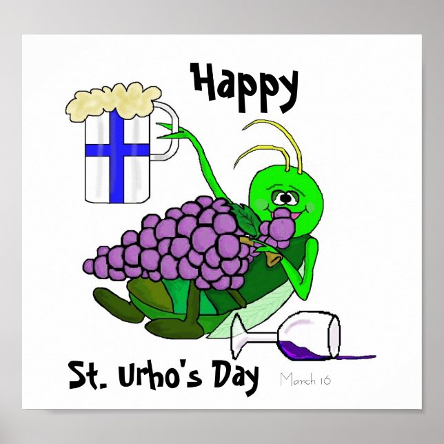 St. Urhos dag Poster med Drunk Grashopper (Framsidan)