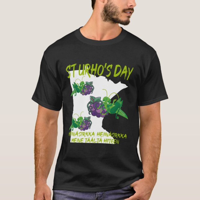 St Urhos Day Grashopper Grapes Vineyard Minnesota T Shirt (Framsida)