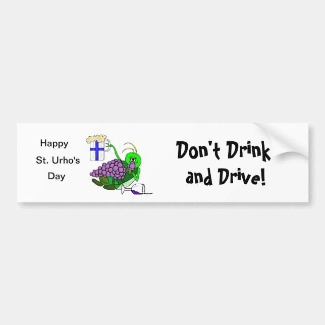 St. Urhos "dricker inte och kör" bildekalet Bildekal (Framsidan)