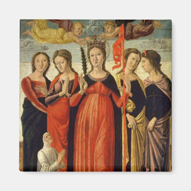 St. Ursula och Four Saints (tempera on panel) Magnet (Framsidan)