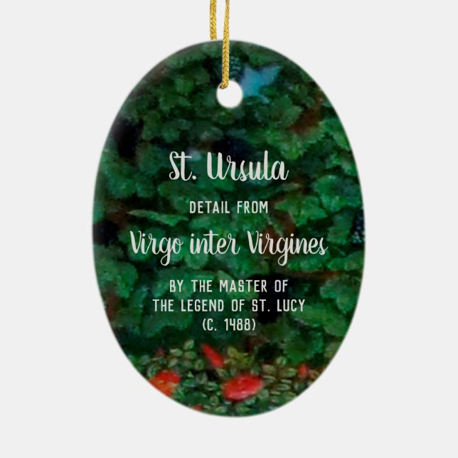 St. Ursula Reading (detalj; M 070) Julgransprydnad Keramik (Baksidan)