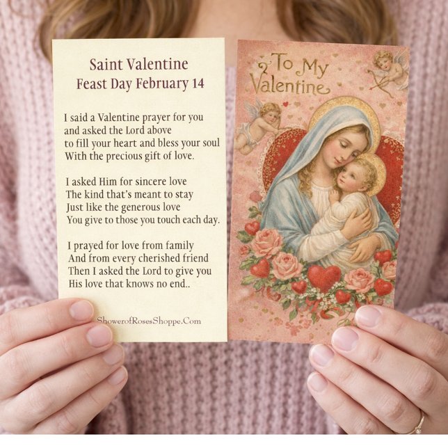 St. Valentine Prayer Poem Religious - Holy Card Visitkort (Skapare uppladdad)