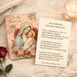 St. Valentine Prayer Poem Religious - Holy Card Visitkort