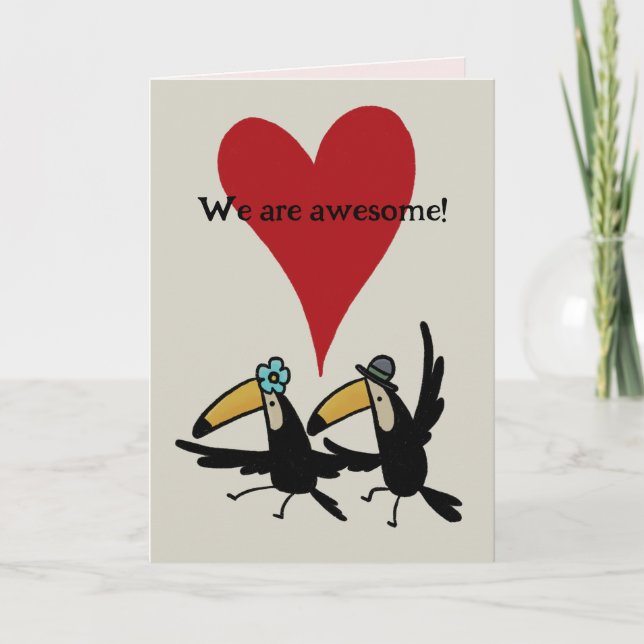 St. Valentine’s Day card: Awesome Two Toucans Tack Kort (Framsida)