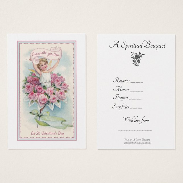 St. Valentines Andlig Religiösa Bouquet Angel Visitkort (Framsida & baksida)