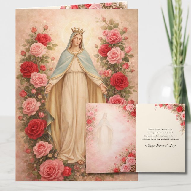 St. Valentines Day Blessed Virgin Floral Helgkort (Skapare uppladdad)