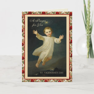 St. Valentines day Religiösa Jesus Heart Prayer Helgkort