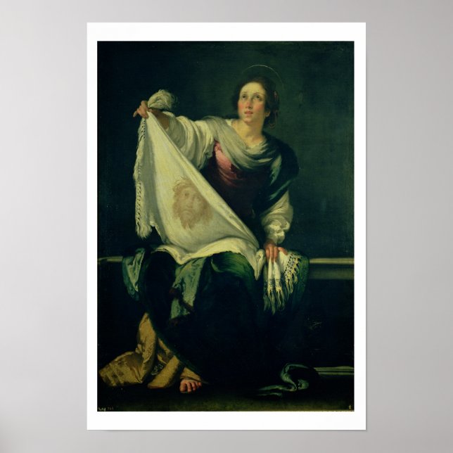St. Veronica, 1625-30 (olja på arbetsyta) Poster (Framsidan)