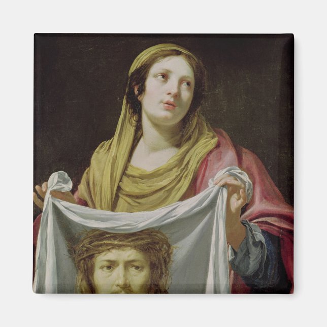 St. Veronica Holding Heliga Shroud Magnet (Framsidan)