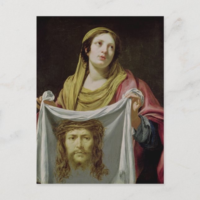 St. Veronica Holding Heliga Shroud Vykort (Framsida)