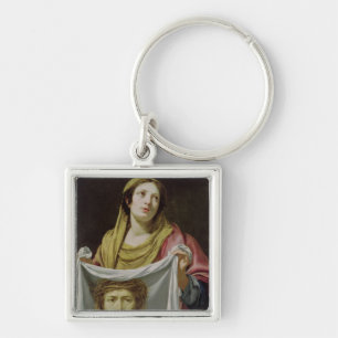 St.-Veronica-innehav som heligan döljer Fyrkantig Silverfärgad Nyckelring