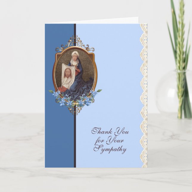 St. Veronica Jesus Katolsk Kondoleans Tack Kort (Framsida)