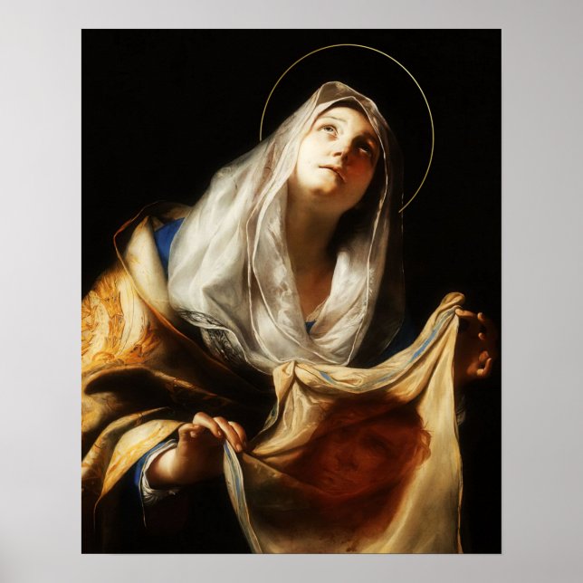 St Veronica Veil Heliga Ansikte Shroud 03 Poster (Framsidan)