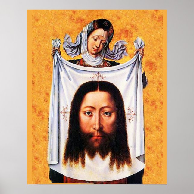 St Veronica Veil Shroud Heliga Ansikte 01A Poster (Framsidan)