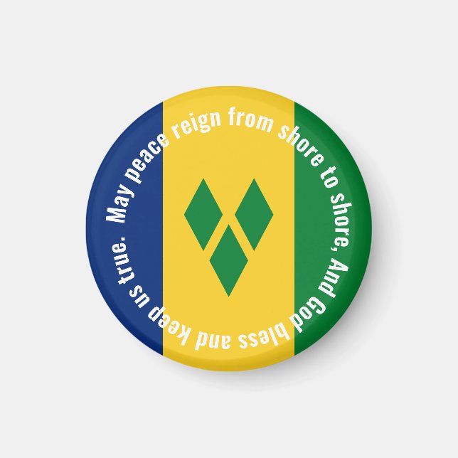 St Vincent and the Grenadines Flag Anthem Vincy  Magnet (Framsidan)
