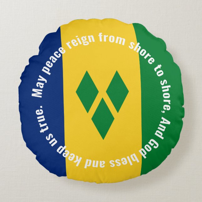 St Vincent and the Grenadines Flag Anthem Vincy  Rund Kudde (Framsidan)
