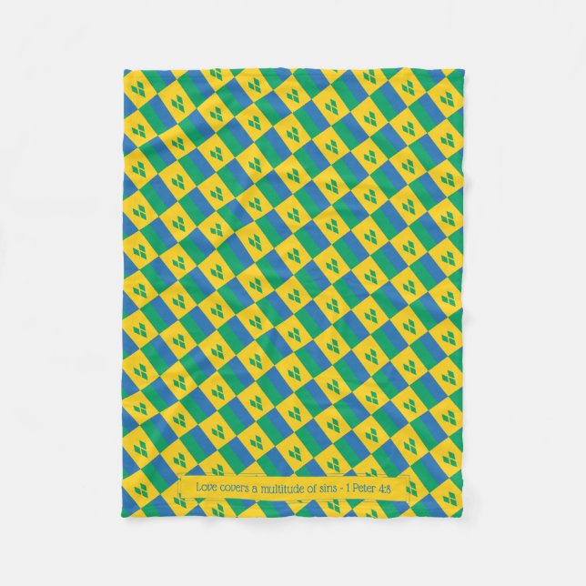 ST VINCENT Christian Scripture KÄRLEK TÄCKER Fleecefilt (Framsidan)