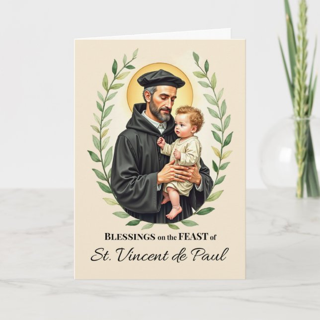 St Vincent de Paul Feast Day Blessings Leafy Wrea Kort (Framsida)