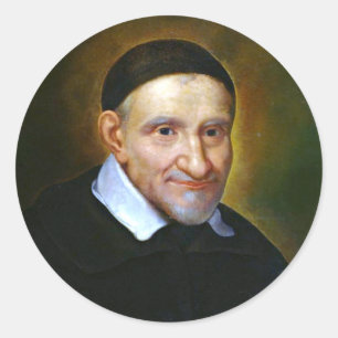 St Vincent De Paul Religiösa Priest Runt Klistermärke