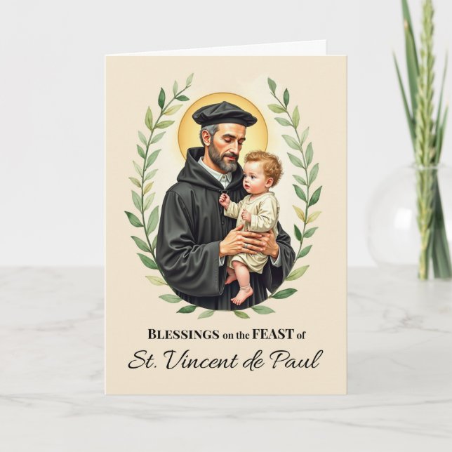 St. Vincent de Pauls namnsdags välsignelser krans Kort (Framsida)